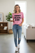 Medium pink V-neck T-shirt