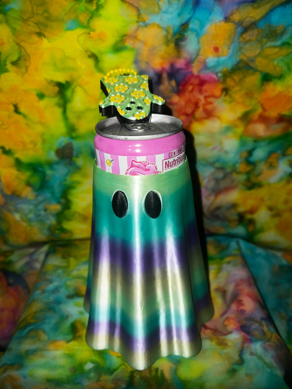 12 oz Skinny Can Cooler Ghost with Ghost Tab Opener
