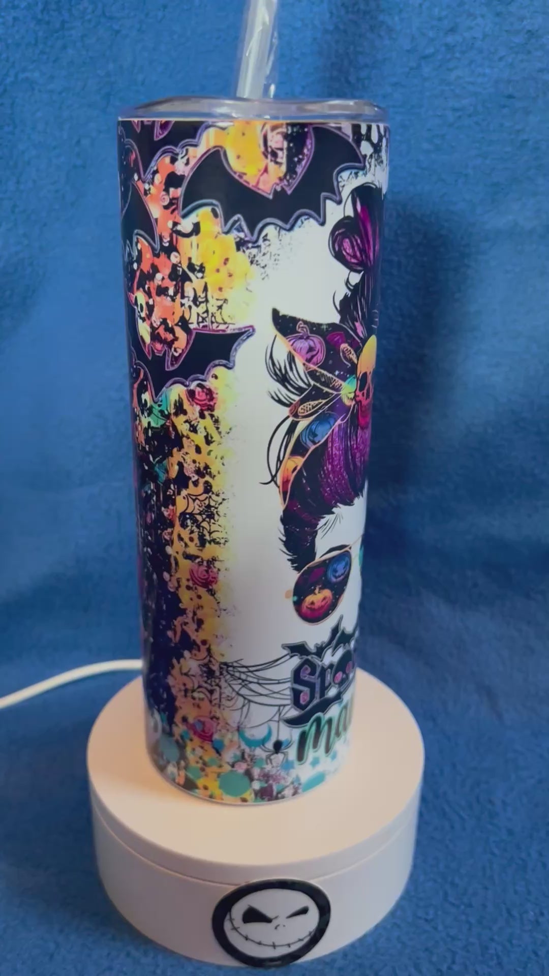 20 ounce stainless steel Tumbler Blue Glow in the Dark