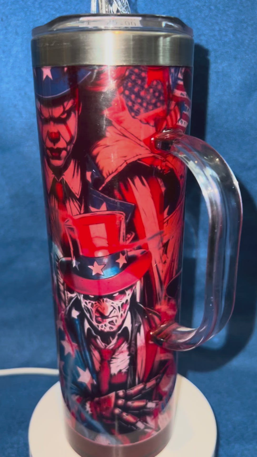 ￼20 oz Stainless Steel Snow-globe Tumbler with Handle