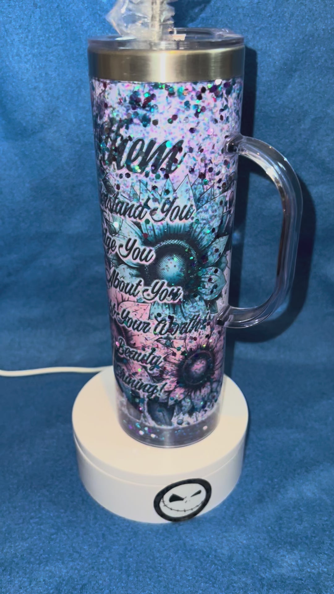 20 oz Stainless Steel Snow-globe Tumbler with Handle