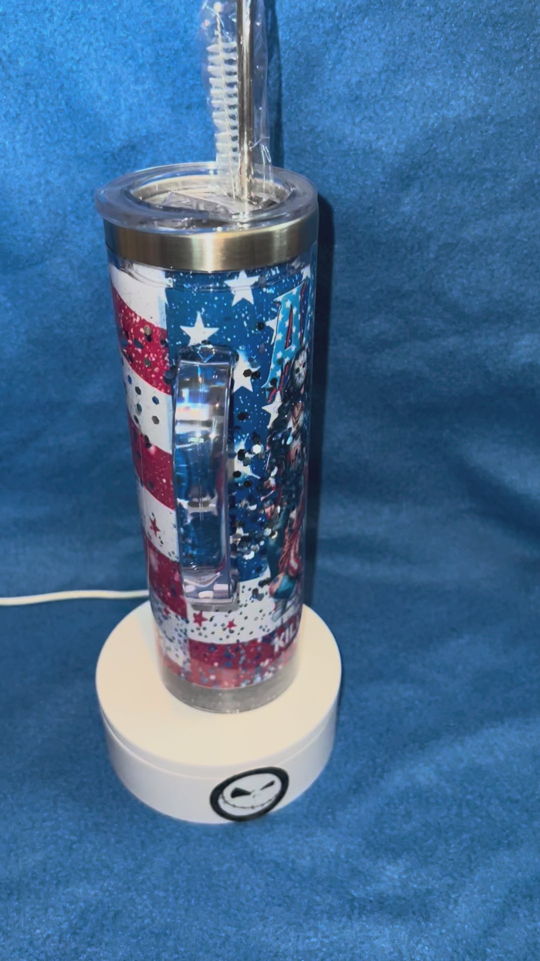 20 oz Stainless Steel Snow-globe Tumbler with Handle